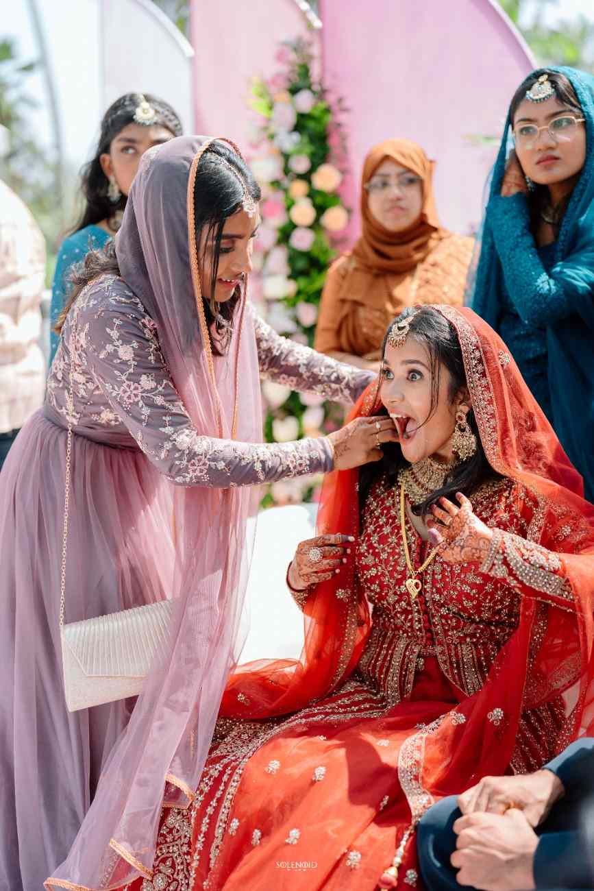 Candid moment during a Muslim wedding