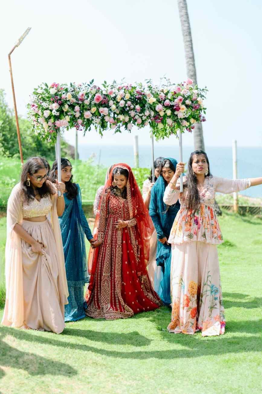 Muslim bride entering her destination wedding
