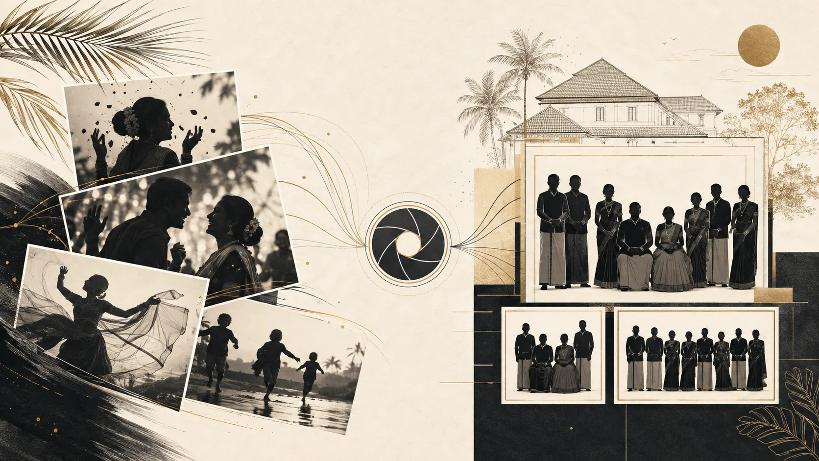 Visual comparison showing candid moments and formal family portraits working together